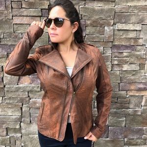Burnt orange/brown leather jacket